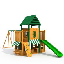 Wooden playground swing