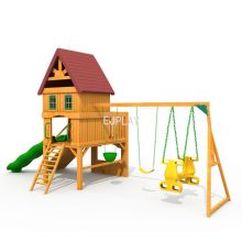 Outdoor playground slide set Wooden playground swing