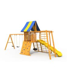 Funny Outdoor playground slide set Wooden playground swing