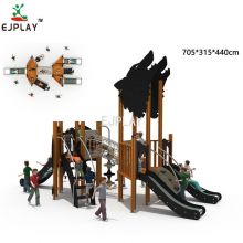 Outdoor Playground Wooden Playground Swing Plastic Slide