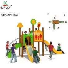 Children Outdoor Playground Wooden Slide Plastic Slide Set